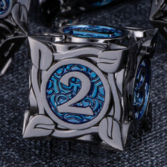 kerwellsi dnd dice set with blue accents, eye-catching on the gaming table