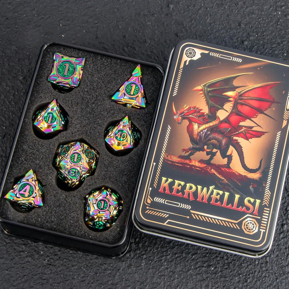 KERWELLSI DND dice on gaming table under cozy light
