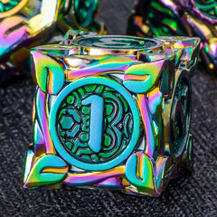 KERWELLSI Metal DND dice gift tin with foam insert and seven dice ready to travel