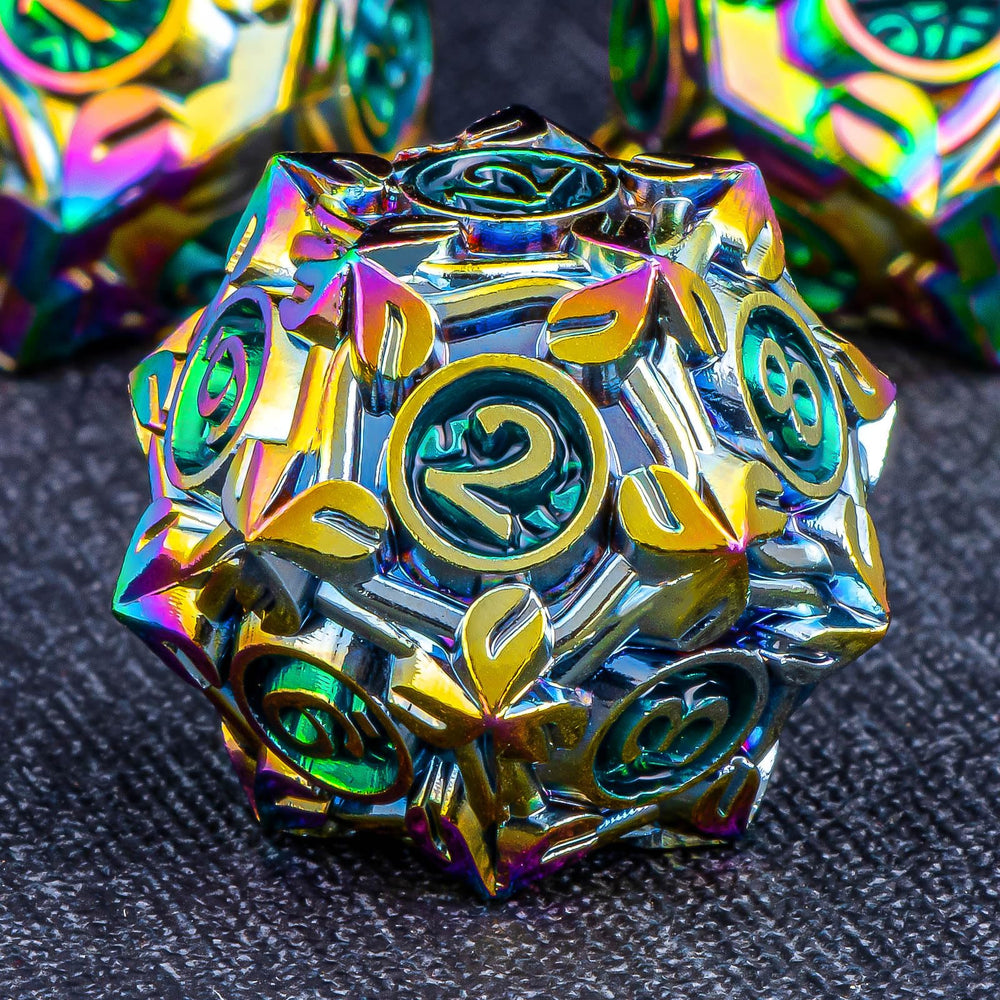 KERWELLSI Seven-piece set layout emphasizes variety of dice types