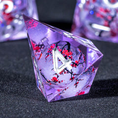 KERWELLSI sharp edge purple dice close-up showing mirror finish