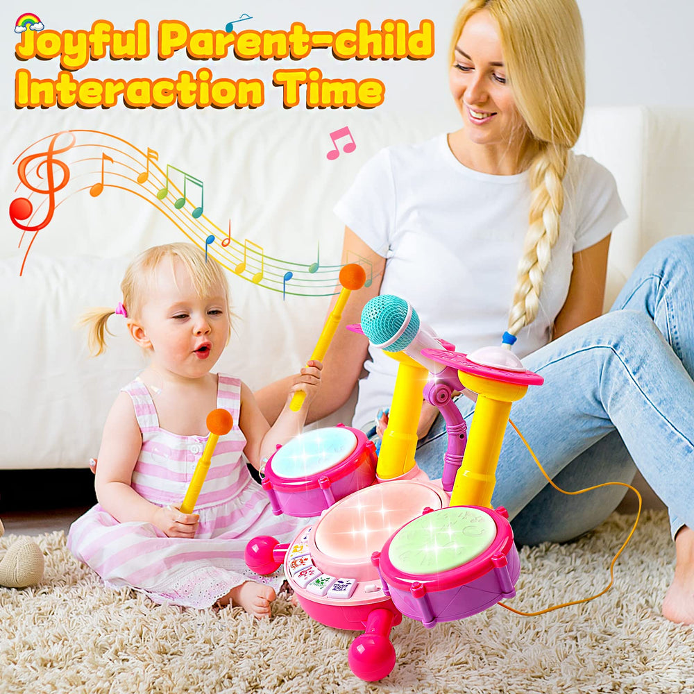Keysense Kids Drum Set drum sticks provide hands-on rhythm practice for small hands.