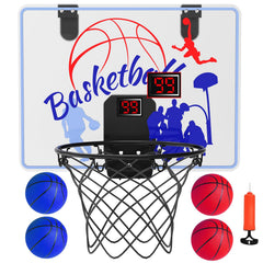 KGF indoor basketball hoop with 4 balls for kids, easy home play.