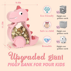 Kibelly wooden piggy bank for kids blends charm with practical money storage.