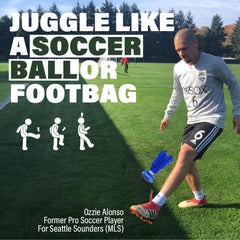 Kickit birdie closeup with soft kick-pad for juggling practice