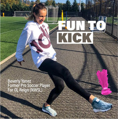 Kickit pink backyard family game improves ball control and coordination.