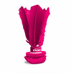 Kickit pink birdie trainer in air enhances footwork and timing during play.