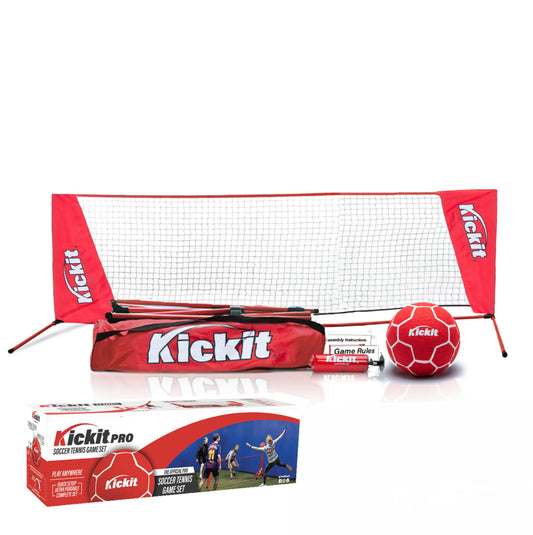 Kickit Soccer Tennis PRO net setup for quick outdoor play and easy storage.