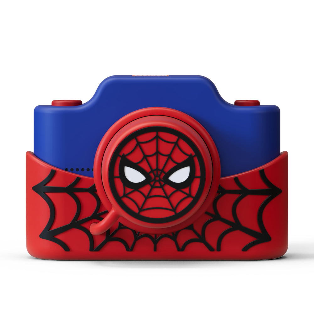 Kidamento Spider-Man camera front view with kid-friendly durability
