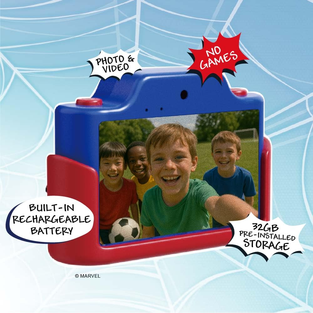 Kidamento Spider-Man camera in use by a child during playtime