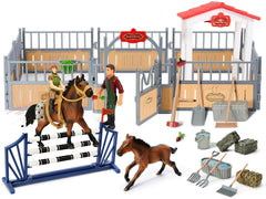 KIDBEST Horse Stable Playset featuring a full stable scene for imaginative farming adventures.
