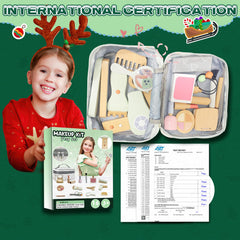 KIDBEST wooden makeup tools arranged for realistic pretend makeup sessions.