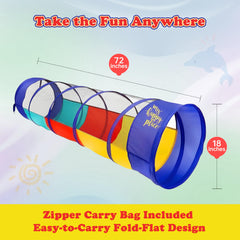Kiddey 18x72 inch play tunnel provides a bright, inviting space.