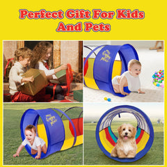 Kiddey colorful crawling tunnel for toddlers and small dogs.
