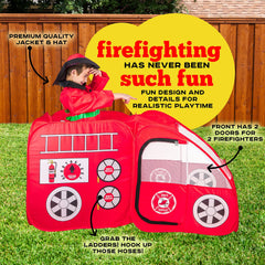Kiddey Fire Truck Tent peak-through windscreen for adventurous storytelling.