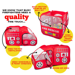 Kiddey Fire Truck Tent zippered door for easy access.