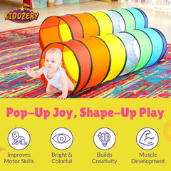 Kiddey pop-up tunnel setup is quick and easy to fold for storage.