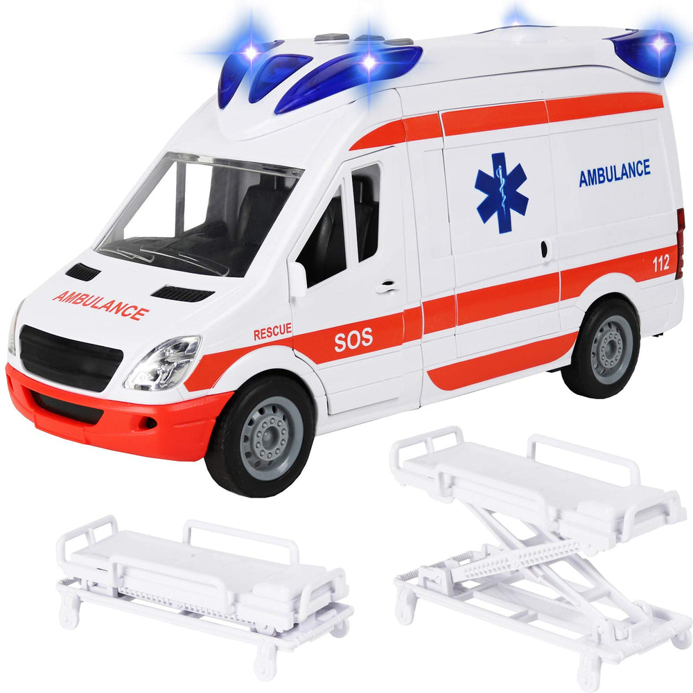 Kiddie Play ambulance toy with detachable top for imaginative rescue play.