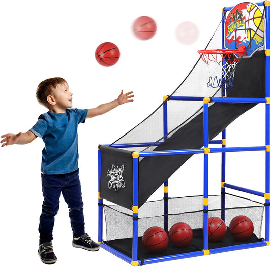 Kiddie Play basketball hoop arcade set ready for indoor play and family fun.