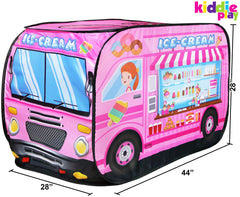 Kiddie Play ice cream truck pop-up tent side view ideal for shared play and role play.
