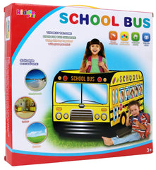 Kiddie Play school bus pop-up tent interior supports two children at once.