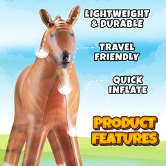KiddieLoot fall festival rodeo-themed inflatable horse serving as a photo backdrop.