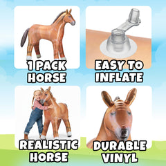 KiddieLoot inflatable horse prop ideal for kids' parties and photo moments.