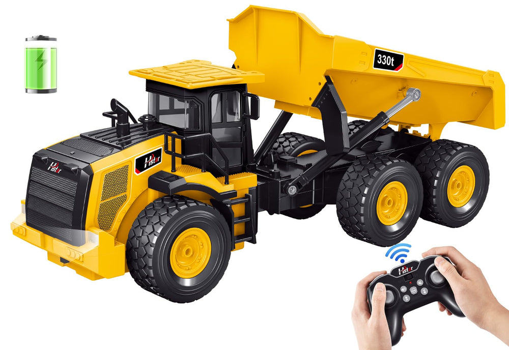 KIDDITOY Mighty 9-Channel RC Dump Truck bed lift view for immersive play