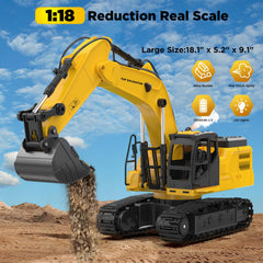 Kidditoy 1:18 RC excavator 11-channel remote enables precise control