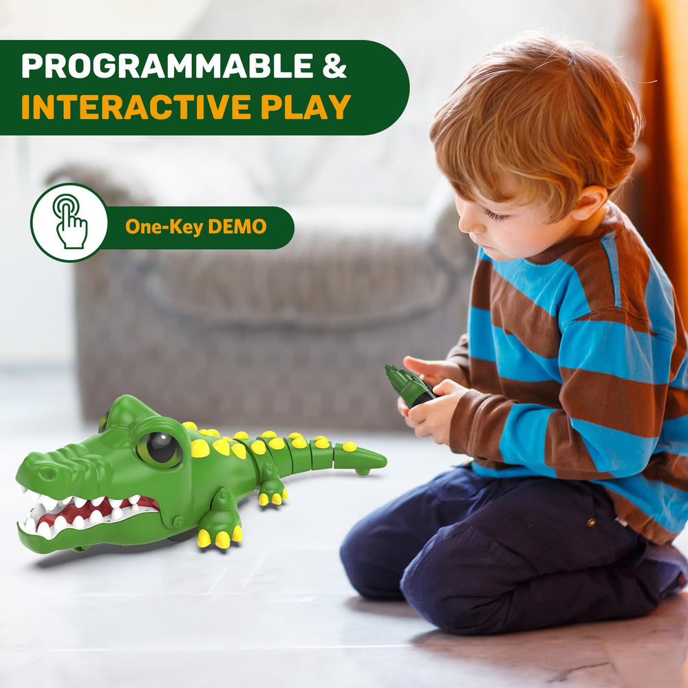 Kidditoy crocodile robot side glide showing smooth movement across floors