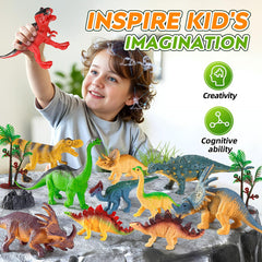 Dinosaur world scene setup inspires story-driven play sessions anytime.