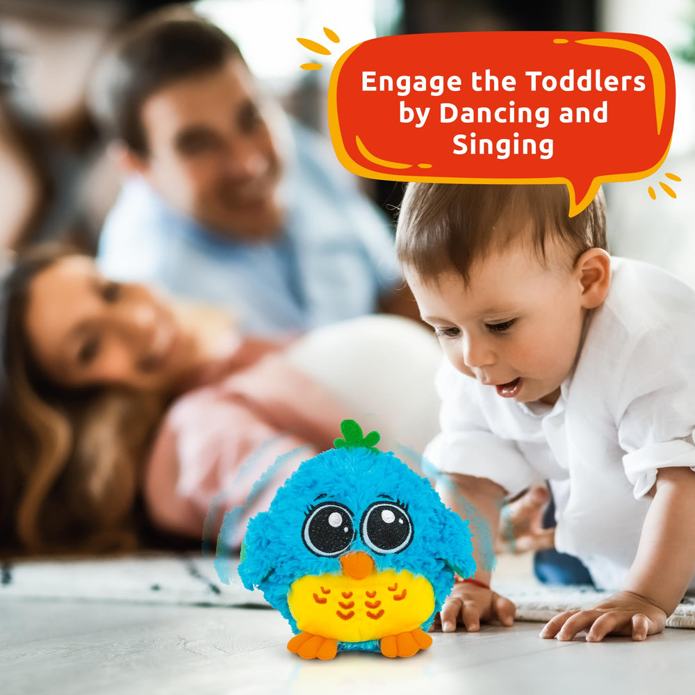 KiddoLab toy bird play-action demonstrates cause-and-effect with chirps.