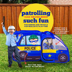 Kiddzery police-themed play fosters imaginative role-play and storytelling.
