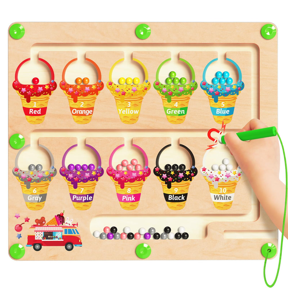 Kidific magnetic color-number maze pen guides beads for counting