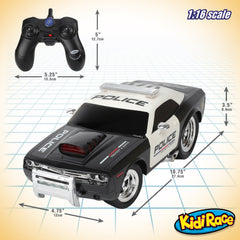 Kidirace RC car realistic lights and sounds boost imaginative police play.