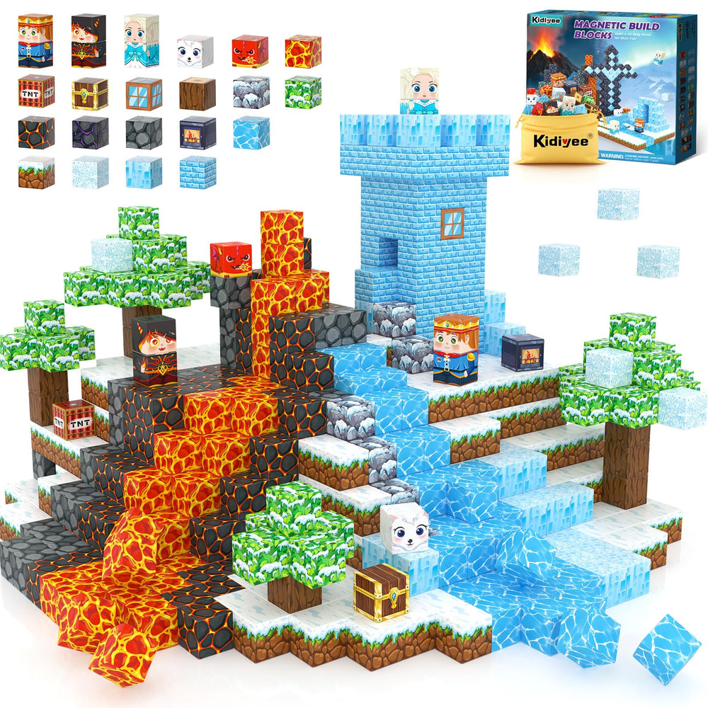 Kidiyee magnetic blocks ice castle scene sparks imaginative play
