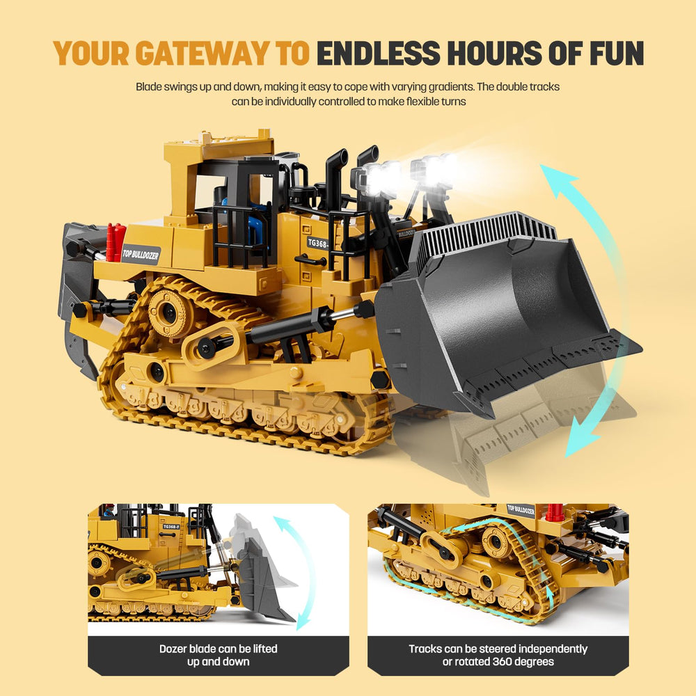 KIDMARKT loader blade close-up reveals alloy construction and lifelike motion.