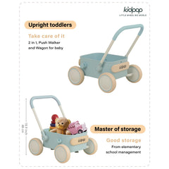 Enclosed wheels of Kidpop PULA blue wagon for safe play