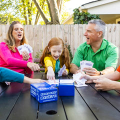 Kids Against Maturity includes 10 white answer cards for fast turns