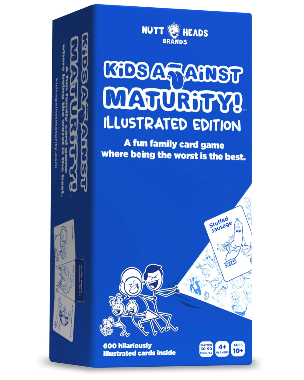 Kids Against Maturity box ready for family game night, encourages screen-free fun.