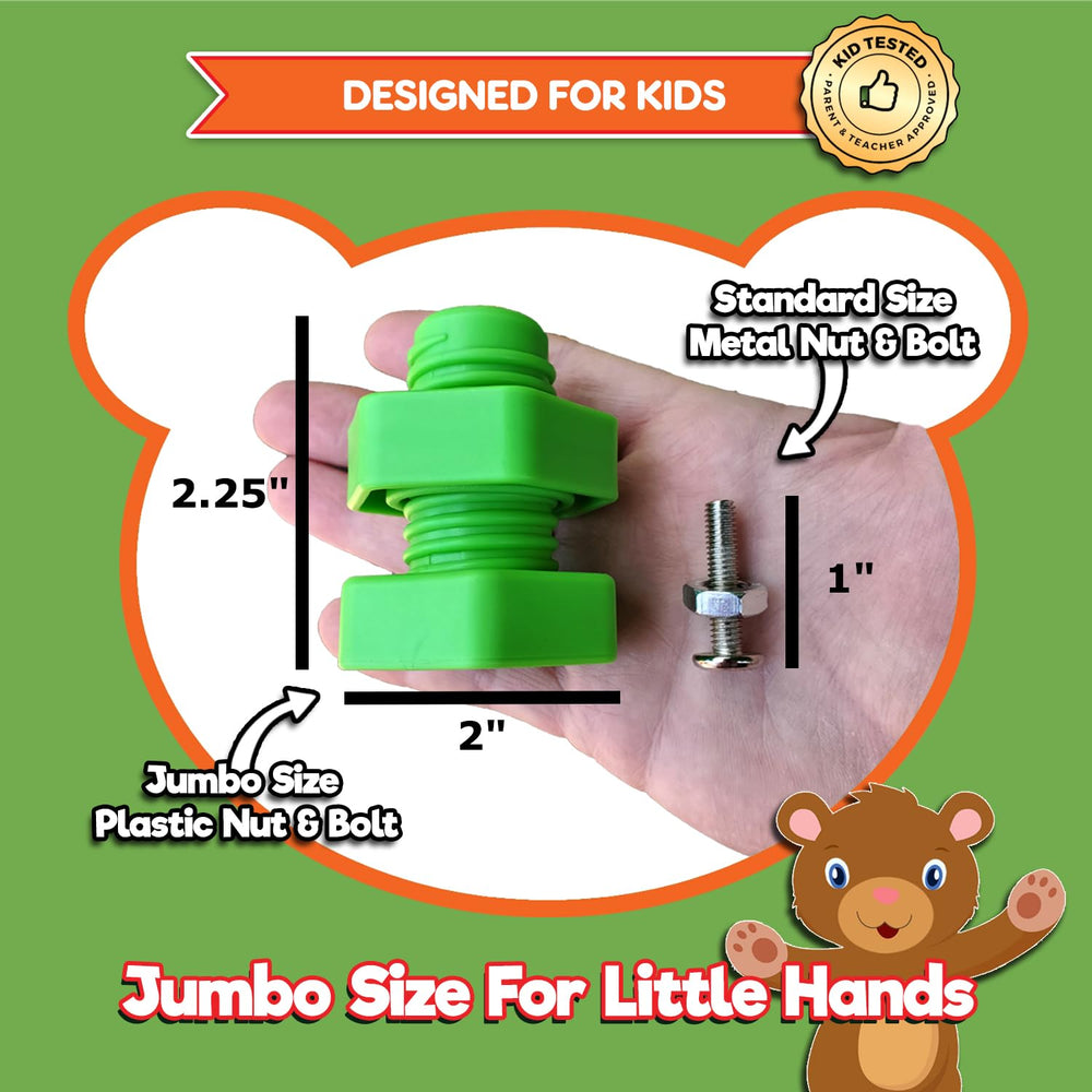 KIDS KORNER jumbo nuts and bolts with storage tote for easy cleanup