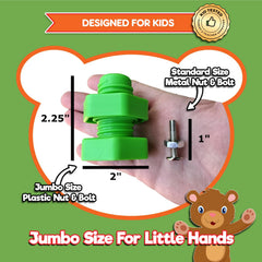 KIDS KORNER jumbo nuts and bolts with storage tote for easy cleanup