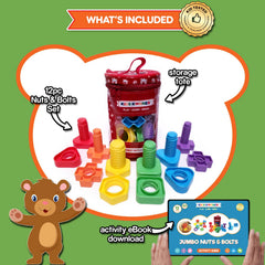 KIDS KORNER self-correcting nuts and bolts highlight shape matching during play