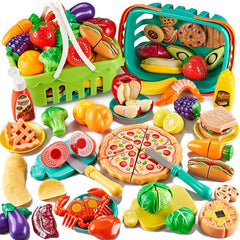 Kidsciety 85pc pretend food pizza for kids sparks imaginative play and realistic slicing practice