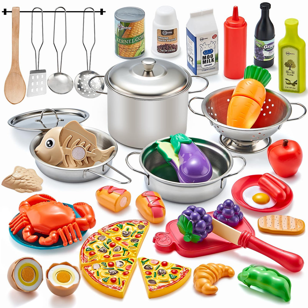 Kidsciety kitchen playset with pots and pans for imaginative cooking.