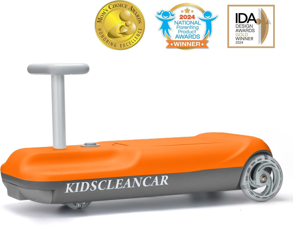 Kidscleancar ergonomic two-seat design fits kids and adults.