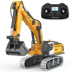 KidsFaves portable carry case showcasing RC excavator and accessories for camping and travel