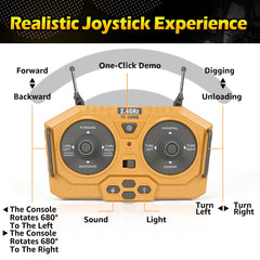 KidsFaves RC excavator for night play with lights enhances storytelling.