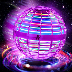 Kidsjoy Flying Ball Toy in pink LED glowing for easy indoor tracking