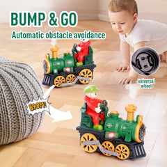 KidsMind bump-and-go electric train toy in action for toddlers